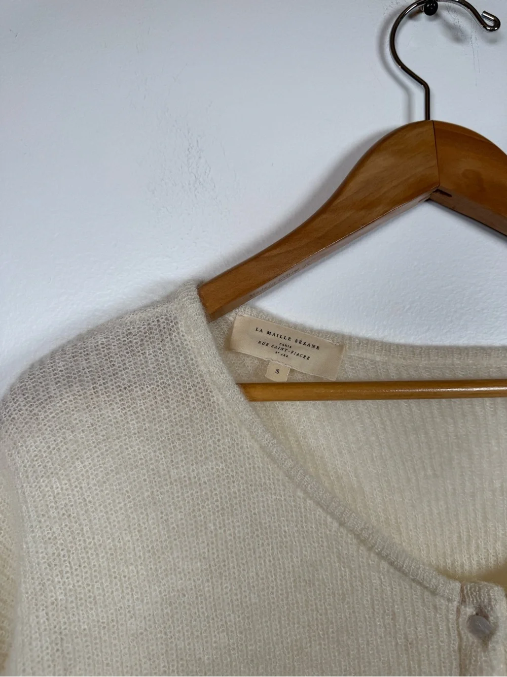 Sezane Gaspard Mohair Blend Cardigan Ecru - Picture 3 of 7